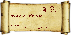 Mangold Dávid névjegykártya